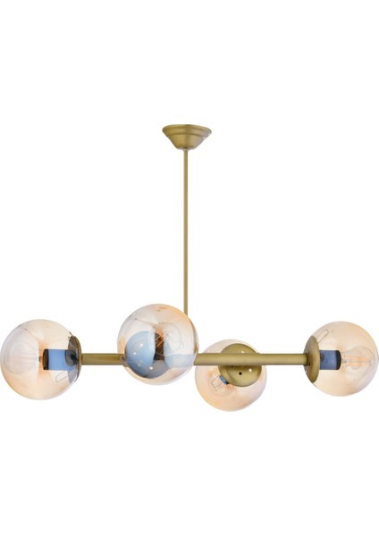 Luxury Modern Tasarım Eskitme 4'lü Bal Glop Camlı Avize
