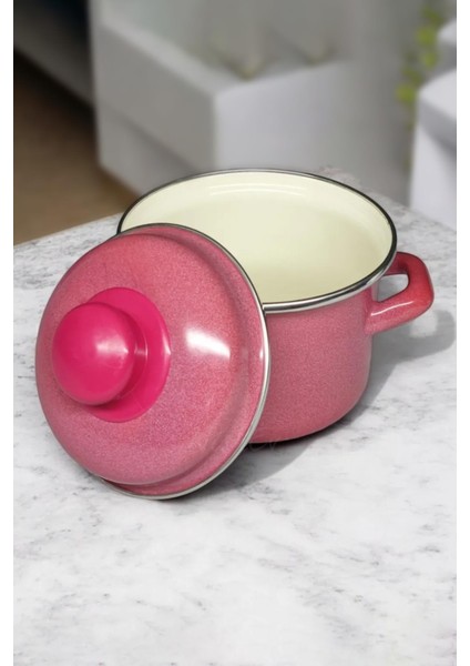 Italyan Emaye Mini Derin Tencere 12 cm 900 ml – Kırmızı
