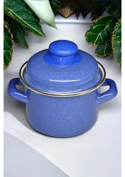 Italyan Emaye Mini Derin Tencere 12 cm 900 ml – Mavi
