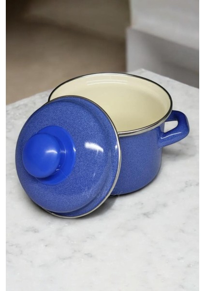 Italyan Emaye Mini Derin Tencere 12 cm 900 ml – Mavi