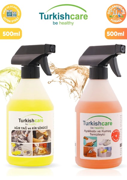 Ayakkabı Ve Kumaş Temizleme Spreyi 500ml + Ağır Kir Yağ Sökücü, Fırın Ve Izgara Temizleyici Sprey