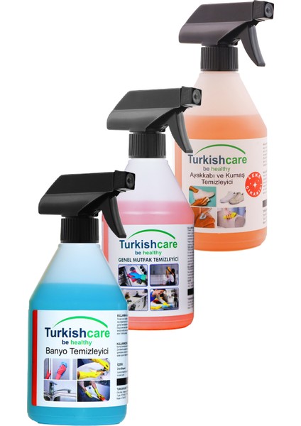 Temizlik Seti 3 LÜ Ayakkabı , Kumaş , Banyo , Mutfak Leke Sökücü 500 ML