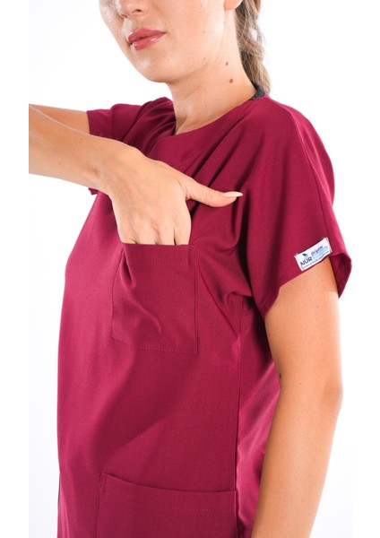 Elit Likra Açık Bordo Hemşire ve Doktor Üniforma Takımı Scrubs fırsatları
