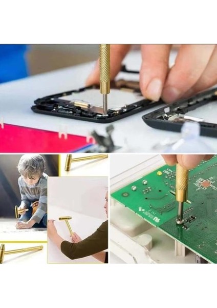 16 cm Mini Çekiç 5 I 1 Arada Cep Çekiç 4'lü Tornavida Ucu Tamir Seti Takı Saat Elektronik Tamiri