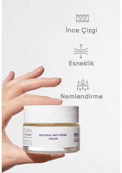 Organik Hyaluronik Asit İçeren Anti-Aging Krem Ölmez Otu Çiçeği Özlü 50 ML