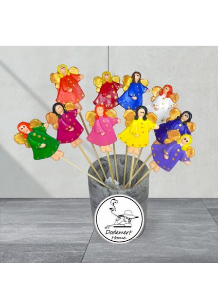 Renkli Melek Kızlar Saksı Dibi Süsleri & Teraryum Obje 6 Adet