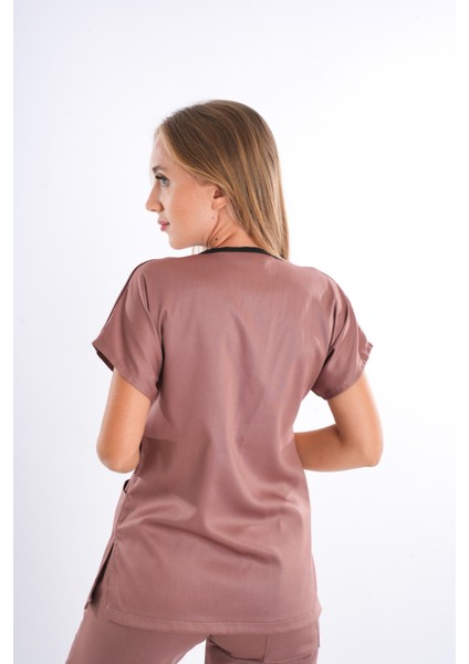 Elit Likra Sütlü Kahve Hemşire ve Doktor Üniforma Takımı Scrubs modelleri