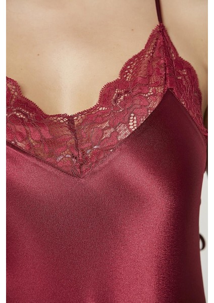 Saten Dantelli Gecelik 870 Bordo fiyatları