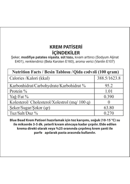 Krem Patiseri Pastacı Kreması 1 Kg fiyatları