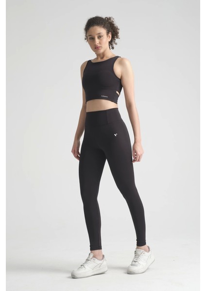 Yüksek Bel Cep Detaylı Spor Tayt & Sırt Dekoliteli Krop Takım | Siyah Esnek Destekli Kaplı Spor Sütyeni ve Tayt Takımı fırsatları