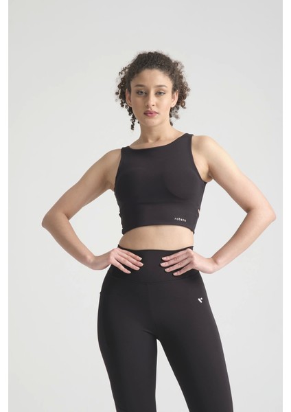 Yüksek Bel Cep Detaylı Spor Tayt & Sırt Dekoliteli Krop Takım | Siyah Esnek Destekli Kaplı Spor Sütyeni ve Tayt Takımı indirimleri