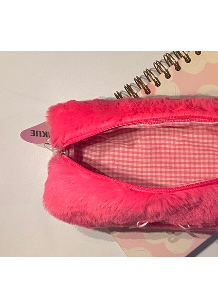 Pembe Fiyonk Detaylı Peluş Tüylü Kalemlik fiyatları