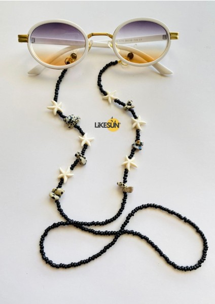Benekli Mercan Gözlük Askısı Gözlük Ipi Antikayıp Gözlük Zinciri (Çift Dolama Kolye)