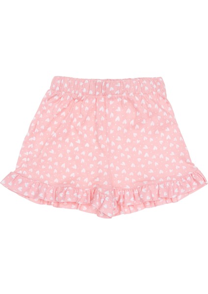 Kız Bebek / Çocuk, Pamuklu, Pembe, Kalp Desenli, Şortlu Takım modelleri