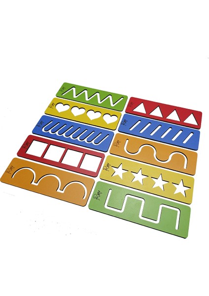 Montessori Ahşap Şekilli Çizim Şablonu modelleri