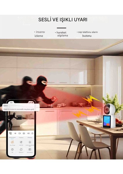 Kablosuz Bağlantı Telefonu Ev Için 360° Bebek Monitörü Tam Renkli Gece Görüşü Otomatik Takip Wifi Kamera
