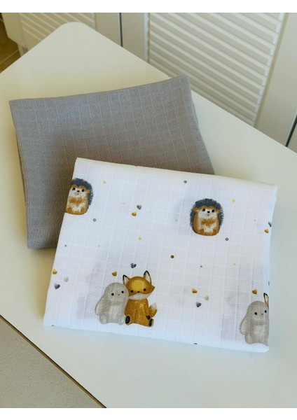 Fulya Tuhafiye %100 Pamuk 2'li Müslin Bebek Battaniye Seti OEKO-TEX Sertifikalı MÜSLIN ÖRTÜ 80X90 CM