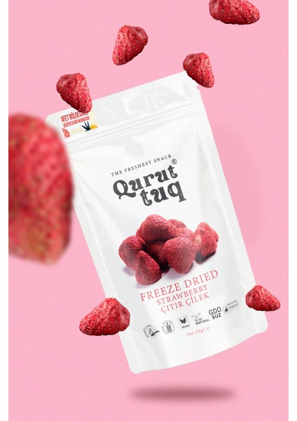Freeze Dried Bütün Çıtır Çilek Cipsi 20 gr Şeker İlavesiz