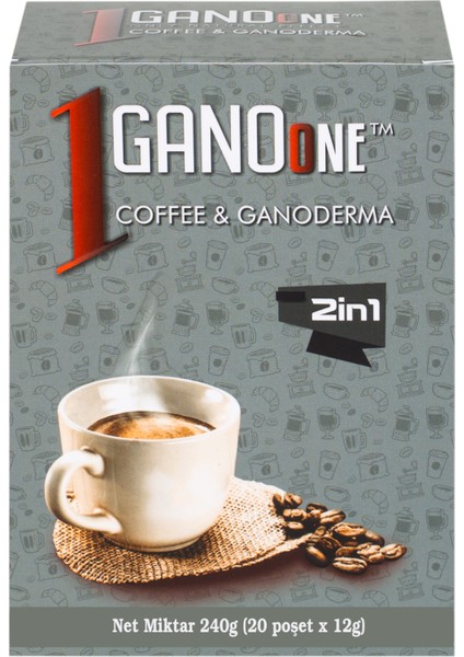 11 Kutu Ganoone 2in1, Ganoderma Reishi Mantarı Özütlü Kahve Karışımı - (220 Poşet x 12g)