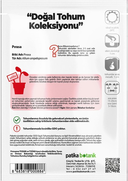 1000 Adet İnegöl Pırasa Tohumu modelleri