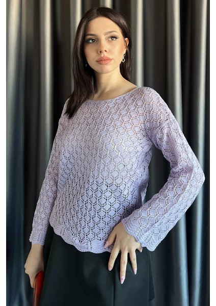 Ajurlu Bisiklet Yaka Örme Kadın Triko Bluz fiyatları