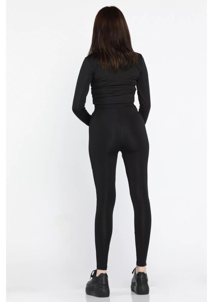 Kadın Yüksek Bel Tül Detaylı Likralı Tayt modelleri