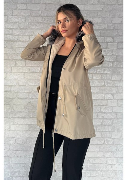 Kadın Kapüşonlu İçi Peluş Mont P-00013573 fiyatları