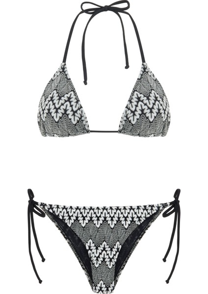 Triko Renkli Üçgen Bikini Takım