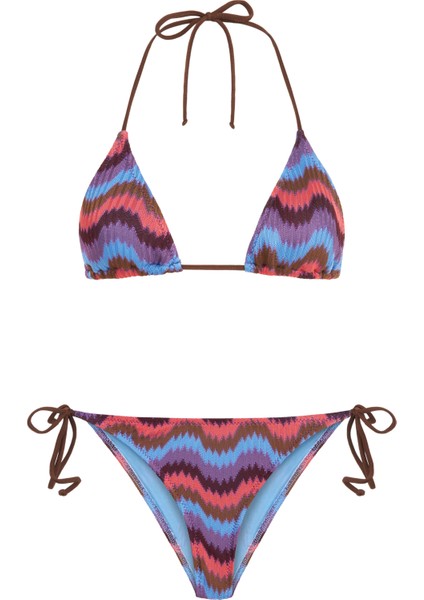 Triko Renkli Üçgen Bikini Takım