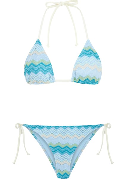 Triko Renkli Üçgen Bikini Takım