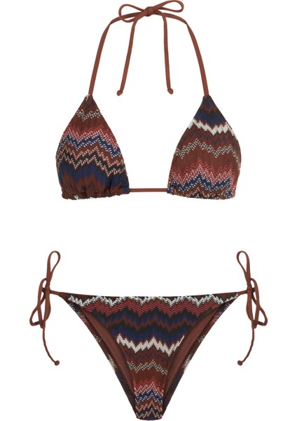 Triko Renkli Üçgen Bikini Takım