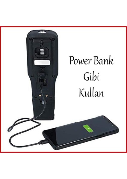 El Feneri Mıknatıslı Şarjlı Güçlü Beyaz ve Sos Işıklı Kamp Lambası LED Aydınlatma Ultraviole Işık