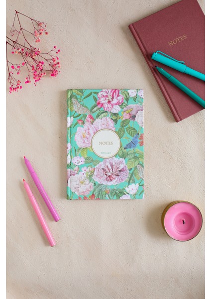 Şakayık Desenli Bez Ciltli Defter - 6