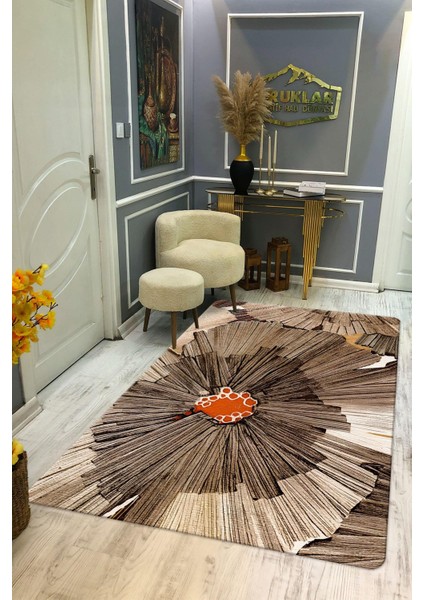 Kaymaz Taban Yıkanabilir Dijital Baskı Dekoratif Modern Desenli Dot Taban Halı Soft Serisi SFT42