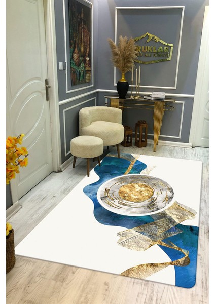 Kaymaz Taban Yıkanabilir Dijital Baskı Dekoratif Modern Desenli Dot Taban Halı Soft Serisi SFT38