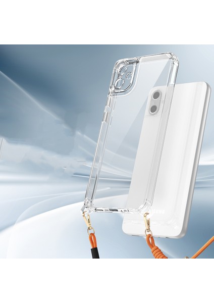 Galaxy A06 Uyumlu Kılıf Airbagli Takılabilir Askı Aparatlı Zore Snap Silikon Kapak-Şeffaf