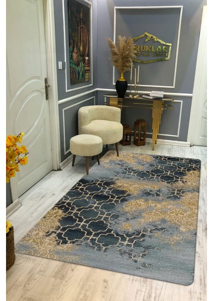 Kaymaz Taban Yıkanabilir Dijital Baskı Dekoratif Modern Desenli Dot Taban Halı Soft Serisi SFT36