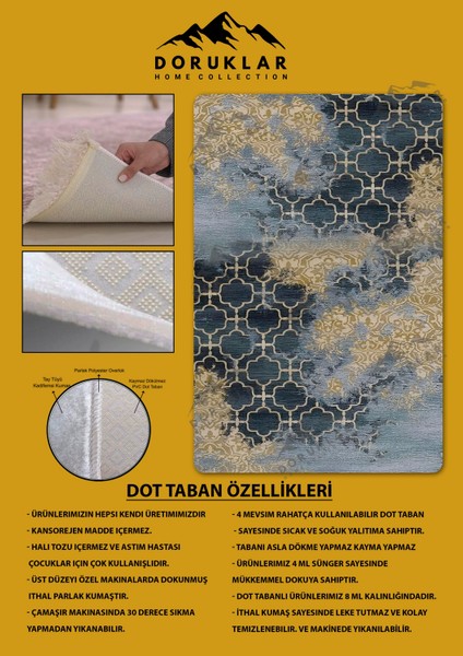 Kaymaz Taban Yıkanabilir Dijital Baskı Dekoratif Modern Desenli Dot Taban Halı Soft Serisi SFT36 fiyatları