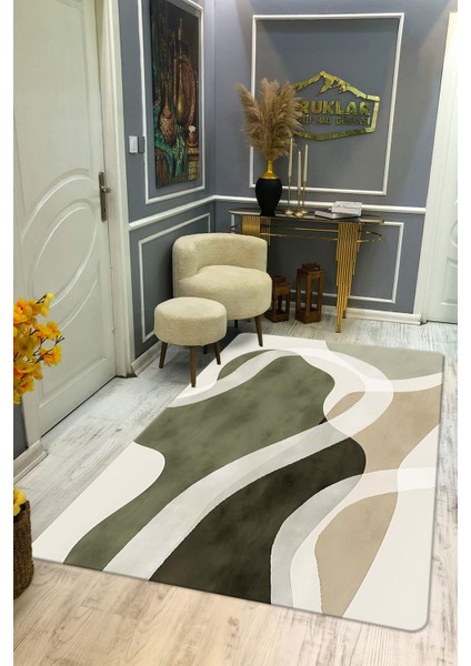 Kaymaz Taban Yıkanabilir Dijital Baskı Dekoratif Modern Desenli Dot Taban Halı Soft Serisi SFT32