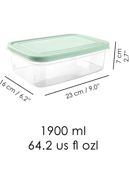 12 Adet Dikdörtgen Erzak Saklama Kabı - Mikrodalgaya Uygun Düzenleyici Organizer 1900ML Yeşil indirimleri