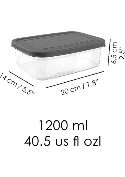 4 Adet Dikdörtgen Erzak Saklama Kabı - Mikrodalgaya Uygun Düzenleyici Organizer 1200ML Gri indirimleri