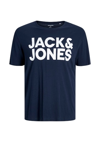 Jack Jones Erkek Jjecrop Logo Bisiklet Yaka Lacivert Tişört 12158505
