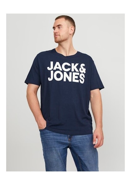 Jack Jones Erkek Jjecrop Logo Bisiklet Yaka Lacivert Tişört 12158505 fiyatları
