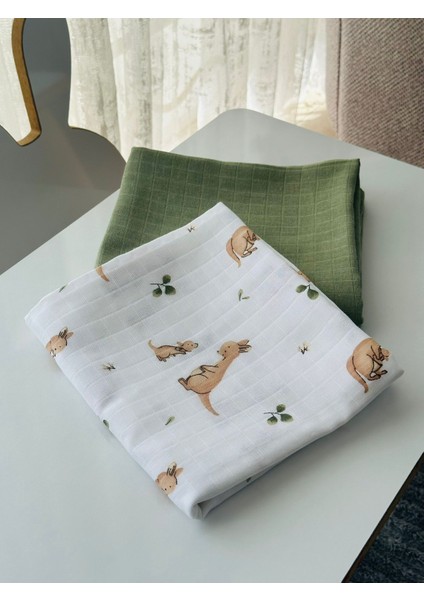 Fulya Tuhafiye %100 Pamuk 2'li Müslin Bebek Battaniye Seti OEKO-TEX Sertifikalı MÜSLIN ÖRTÜ 80X90 CM