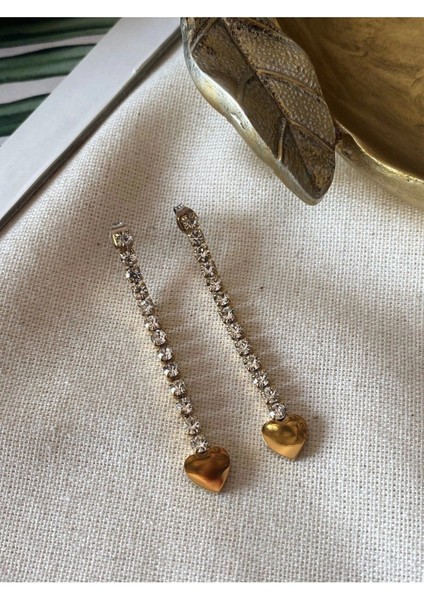 Çelik Su Yolu Kalp Küpe