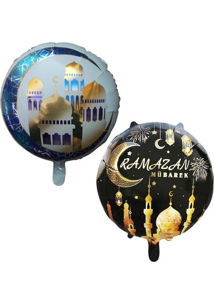 Ramazan Mübarek Yazılı ve Yarım Ay Şeklinde 45 cm Folyo Balon 2 Adet