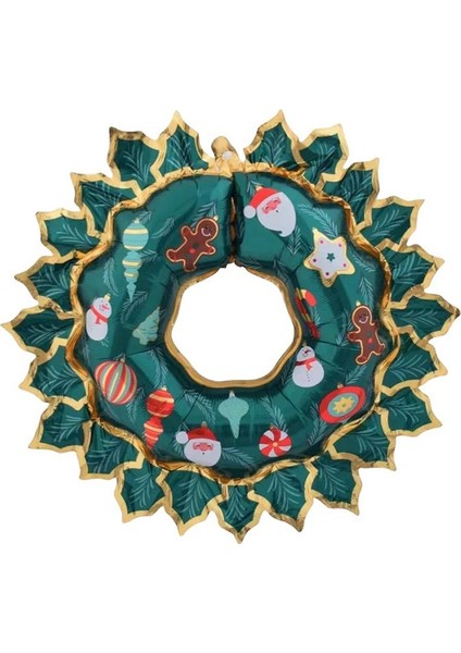 Şekilli Yılbaşı Kapı Süsü Çelenk Folyo Balon 80 x 67 cm 1 Adet