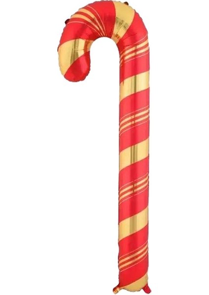 Yılbaşı Candy Cane Kırmızı Gold Baston Şeker Şekilli Folyo Balon 73 x 36 cm 2 Adet