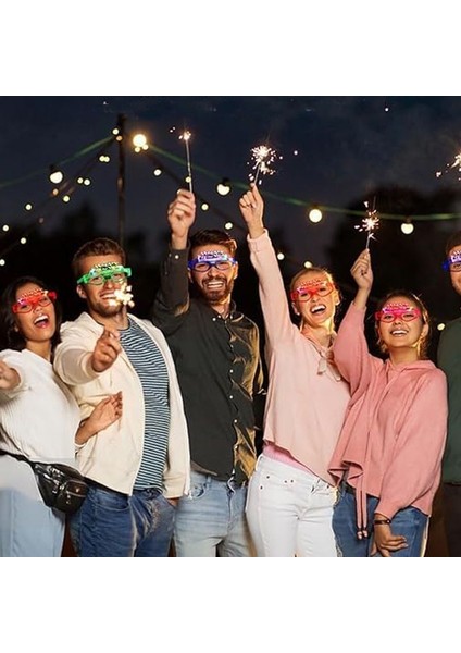 LED Işıklı 3 Kademe Happy New Year Yılbaşı Gözlük Kırmızı Renk 1 Adet