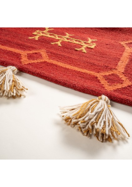 Jaıpur Yün Kilim 80X150 cm Kırmızı fırsatları